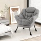 Cozy gray sherpa upholstered accent chair with ergonomic backrest and soft head pillow, perfect for living rooms or.